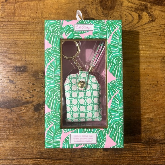 Lilly Pulitzer Other - Lilly Pulitzer AirPod Bluetooth Travel Keychain Case Spearmint Caning NEW